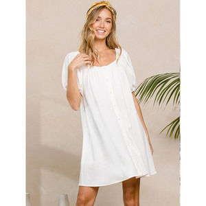 White Puff Sleeve Dress